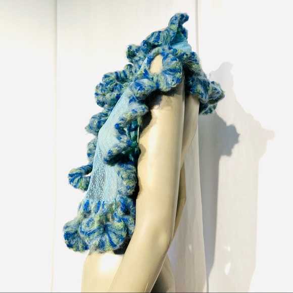 Roman Keflay Hand Crochet Lace & Mohair Shawl Cape/Scarf - Picture 5 of 13